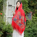 Elegant Muslim Embroidered Women Wool Scarf